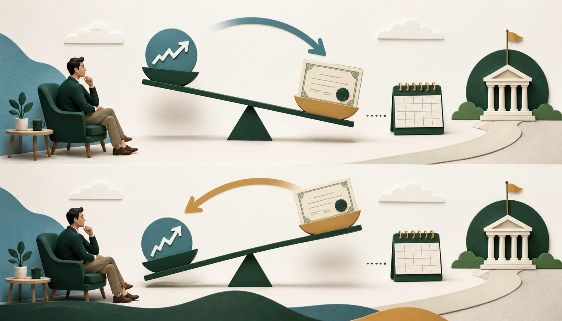 Diferença entre preço atual de um título e fluxo contratado até o vencimento.