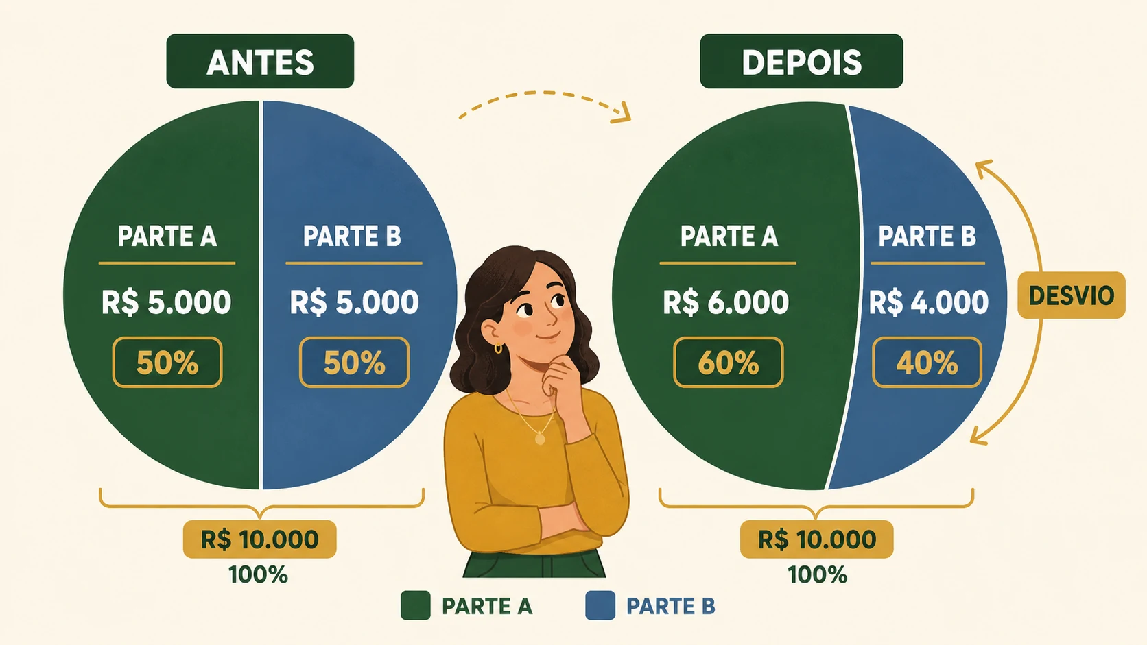 Carteira fictícia muda de peso após valorização e passa por uma análise de função, tese e concentração.